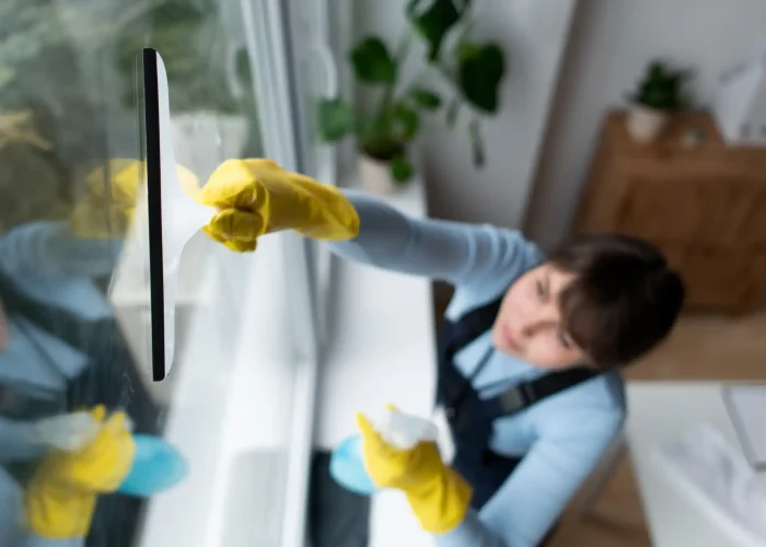Limpieza de vidrio servicio de limpieza de empresas en córdoba, mujer limpiando vidrio